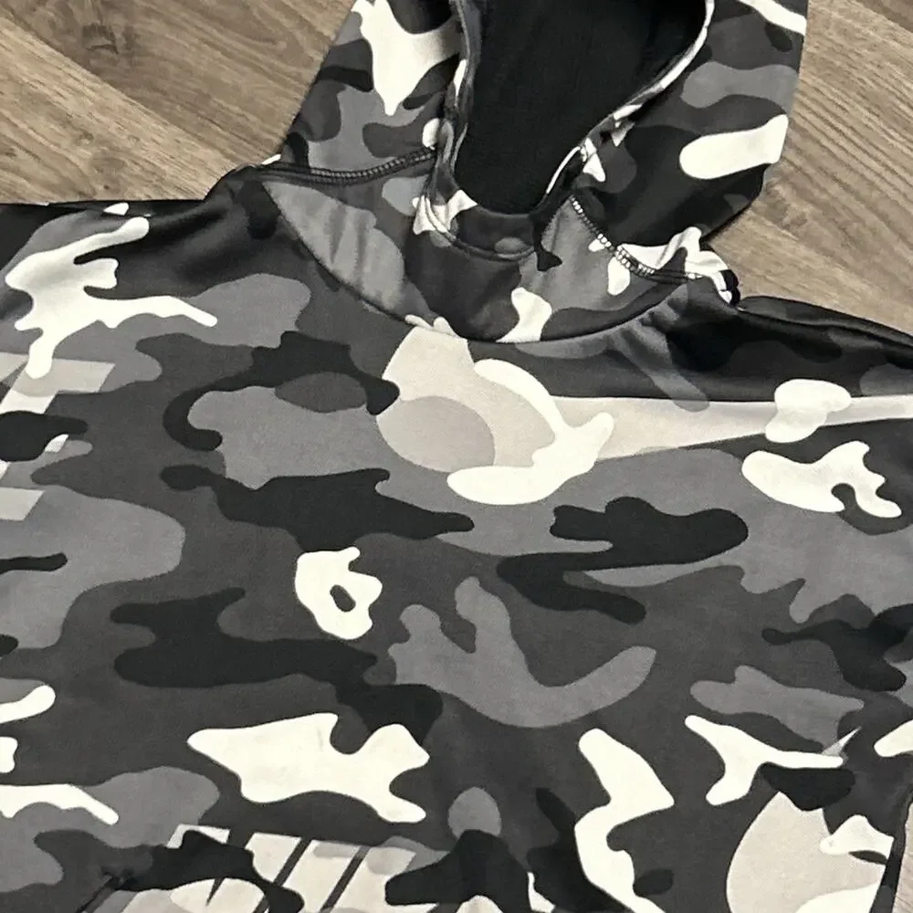Boys Small Nike Dri Fit Black White Grey Camouflage Print Hoody